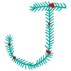 christmas holly alphabet j
