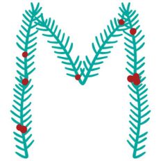 christmas holly alphabet m