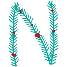 christmas holly alphabet n