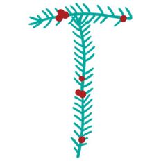 christmas holly alphabet t
