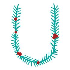 christmas holly alphabet u