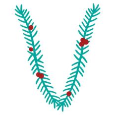 christmas holly alphabet v