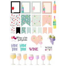 wine themed planner stickers