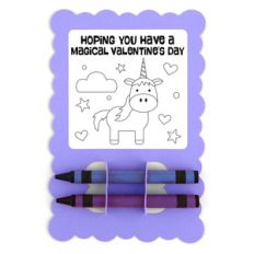 valentine card crayon holder unicorn