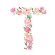 floral monogram letter t