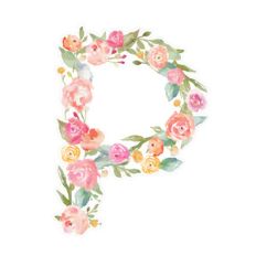 floral monogram letter p