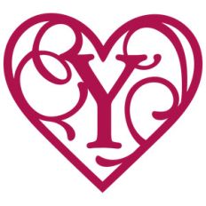 heart flourish monogram y