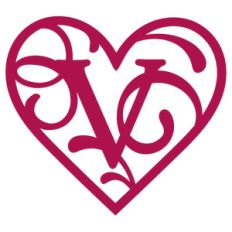 heart flourish monogram v