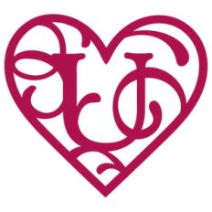 heart flourish monogram u