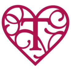 heart flourish monogram t