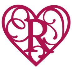 heart flourish monogram r