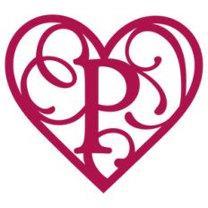 heart flourish monogram p