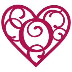 heart flourish monogram o