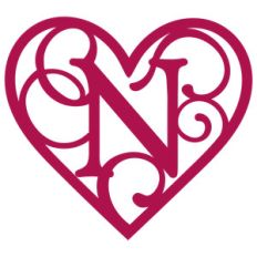 heart flourish monogram n