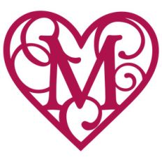 heart flourish monogram m