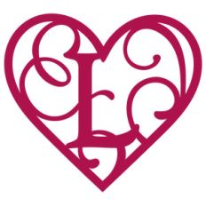 heart flourish monogram l