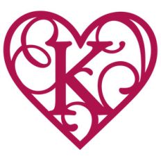 heart flourish monogram k