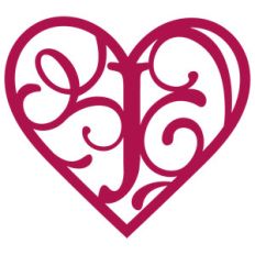 heart flourish monogram j