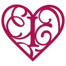 heart flourish monogram i