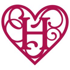 heart flourish monogram h