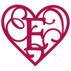 heart flourish monogram e