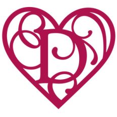 heart flourish monogram d