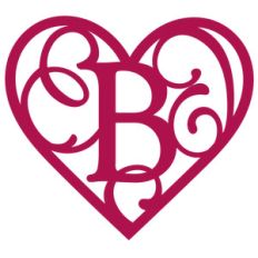 heart flourish monogram b