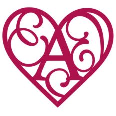 heart flourish monogram a