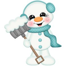 snowman shoveling snow