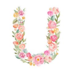 flower monogram letter u