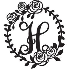 floral wreath alphabet h