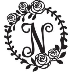 floral wreath alphabet n
