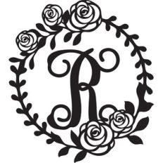 floral wreath alphabet r