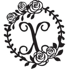 floral wreath alphabet x