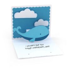 3x3 valentine pop up card whale