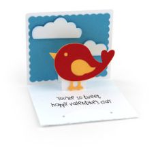 3x3 valentine pop up card bird