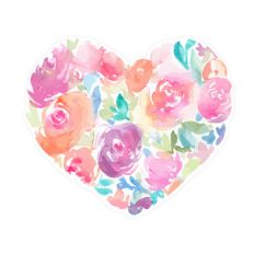cute watercolor flower heart