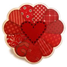 heart patchwork stitched 5x5 card
