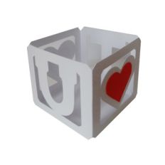 3d letter block votive - 'i heart u'