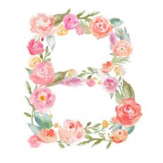 watercolor floral monogram letter b
