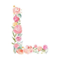 floral watercolor monogram letter l