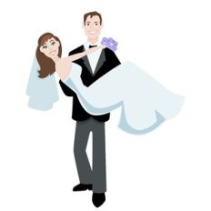 groom carrying bride