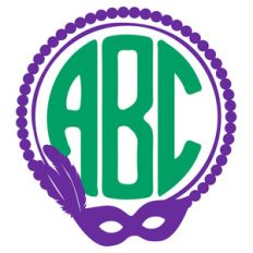 mardi gras beads monogram frame