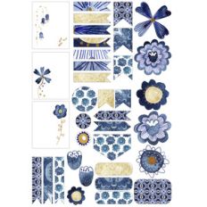 indigo flowers planner stickers