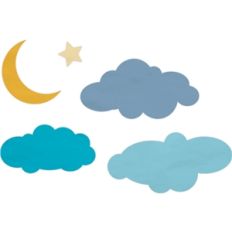 cloudy moon and star