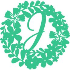 floral initial j wreath
