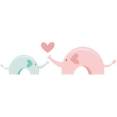 mom and baby elephant