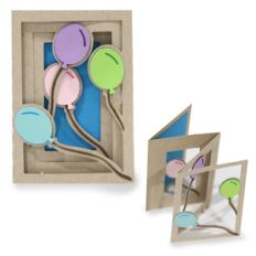 accordion shadow box card - balloon