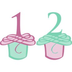 flourished cupcake numbers 1 and 2