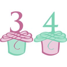 flourished cupcake numbers 3 and 4